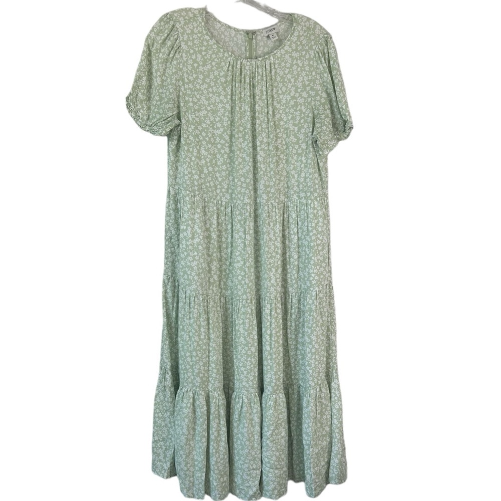 J. Crew Factory Green Floral Midi Dress
